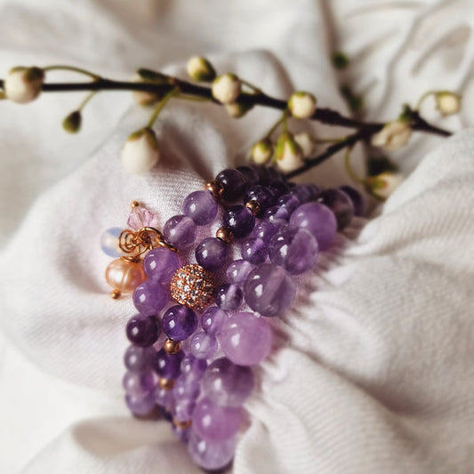 Elegant amethyst gemstone bracelet set with healing crystals